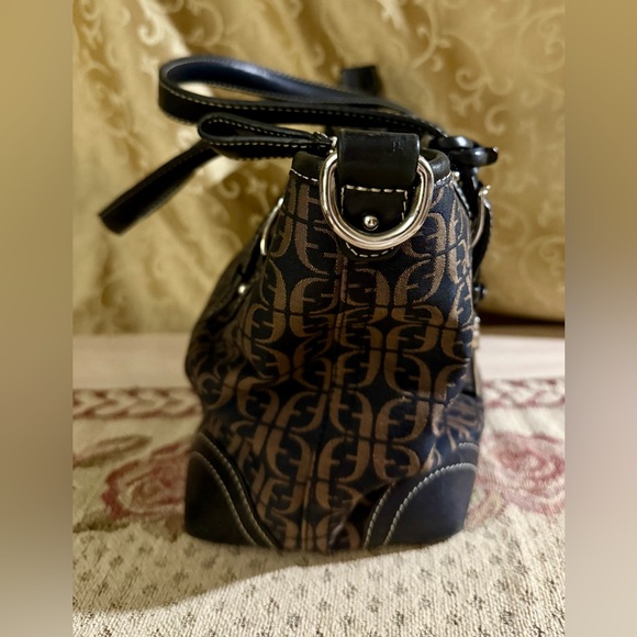 Vintage Fossil Signature Black Monogram Satchel Bag & Matching Wallet Checkbook - Picture 5 of 16
